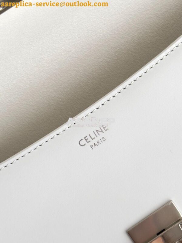 Replica Celine Medium Lola Bag In Shiny Calfskin 115533 White 12