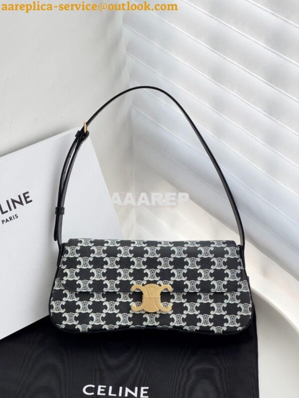 Replica Celine Medium Lola Bag In Triomphe Canvas Two-tone 115533 Blac 3