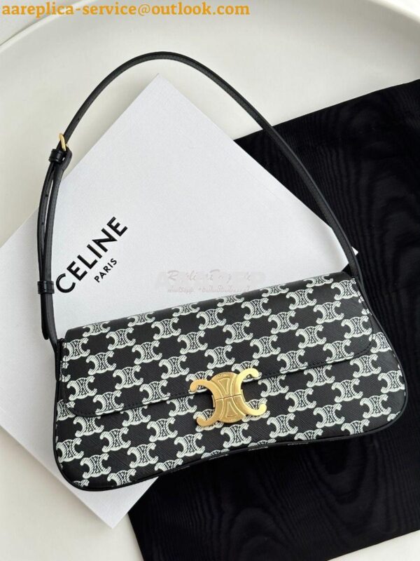 Replica Celine Medium Lola Bag In Triomphe Canvas Two-tone 115533 Blac 4