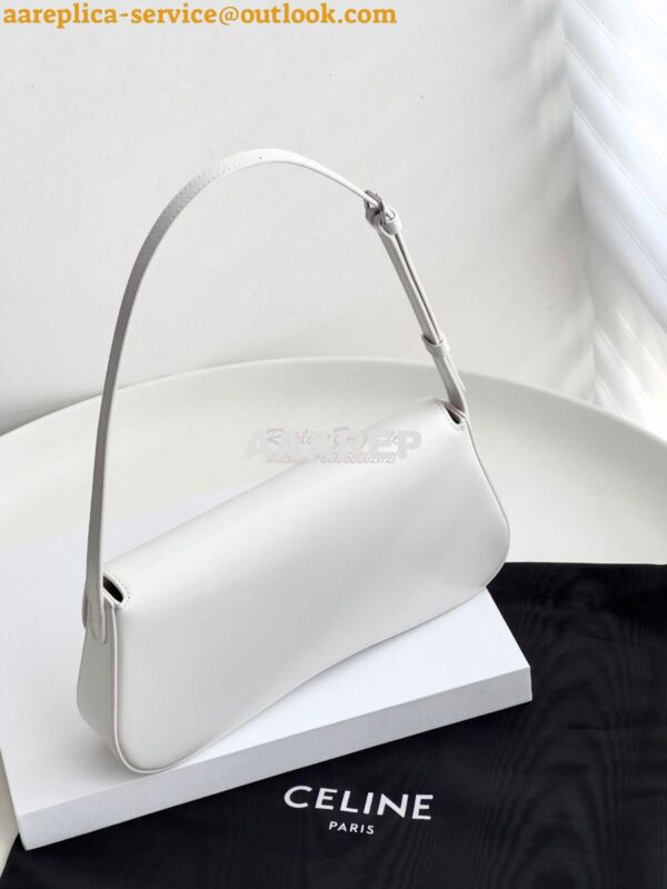 Replica Celine Medium Lola Bag In Shiny Calfskin 115533 White 16