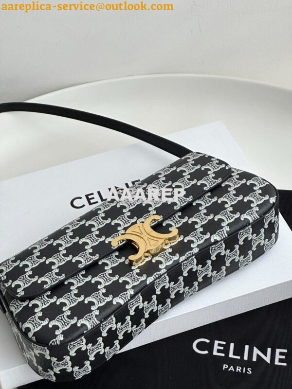 Replica Celine Medium Lola Bag In Triomphe Canvas Two-tone 115533 Blac 5