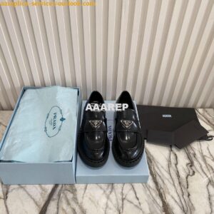 Replica Prada Brushed Leather Loafers 1D246M Black