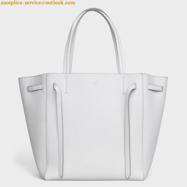 Replica Celine Small Cabas Phantom Bag In White Grained Calfskin