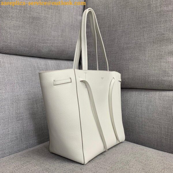 Replica Celine Small Cabas Phantom Bag In White Grained Calfskin 4