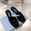 Replica Prada Brushed Leather Mid-heeled Slides 1XX590 Black