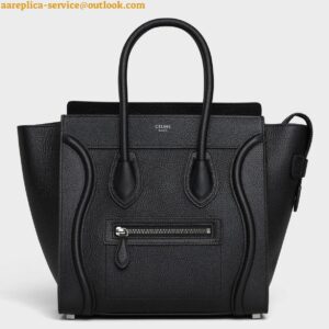 Replica Celine Micro Luggage Tote Bag In Black Drummed Calfskin