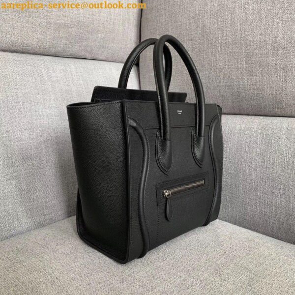 Replica Celine Micro Luggage Tote Bag In Black Drummed Calfskin 6