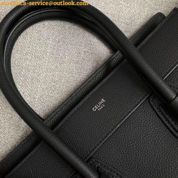 Replica Celine Micro Luggage Tote Bag In Black Drummed Calfskin 7