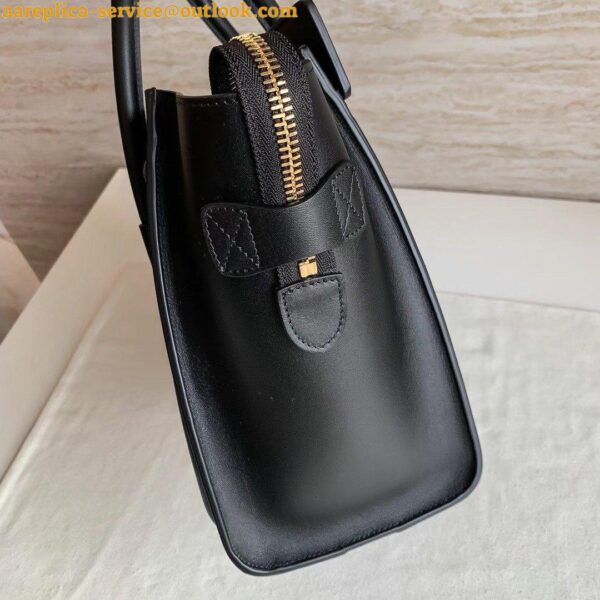 Replica Celine Micro Luggage Tote Bag In Black Smooth Calfskin 4