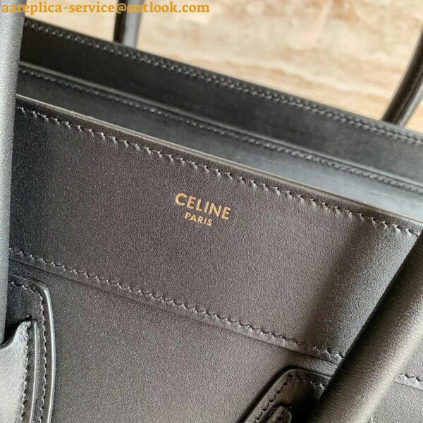 Replica Celine Micro Luggage Tote Bag In Black Smooth Calfskin 5