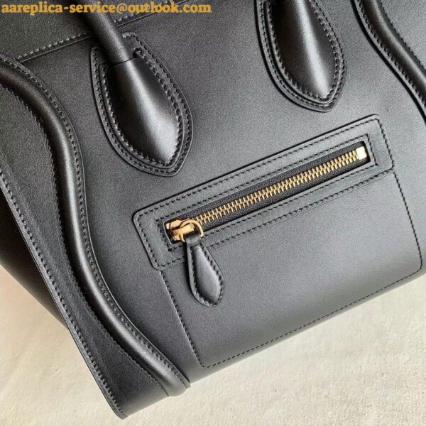 Replica Celine Micro Luggage Tote Bag In Black Smooth Calfskin 6