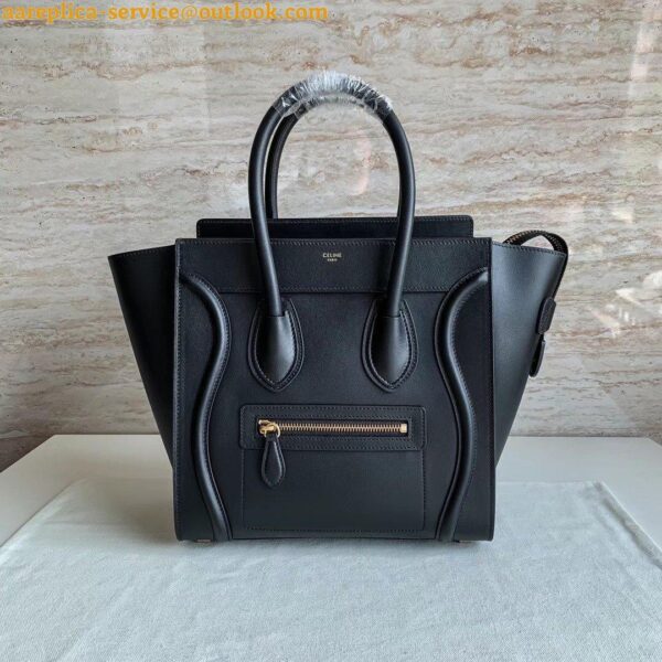 Replica Celine Micro Luggage Tote Bag In Black Smooth Calfskin 10