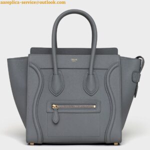 Replica Celine Micro Luggage Tote Bag In Kohl Drummed Calfskin