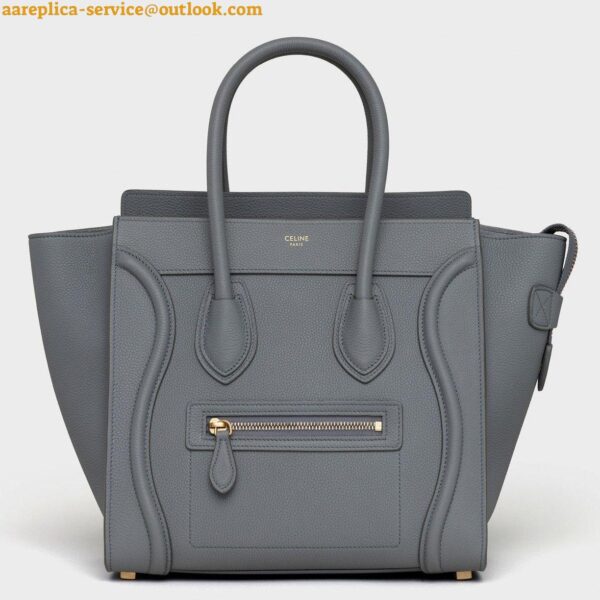 Replica Celine Micro Luggage Tote Bag In Kohl Drummed Calfskin 3