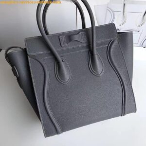 Replica Celine Micro Luggage Tote Bag In Kohl Drummed Calfskin 2