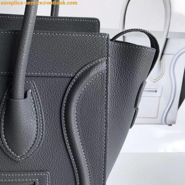 Replica Celine Micro Luggage Tote Bag In Kohl Drummed Calfskin 5