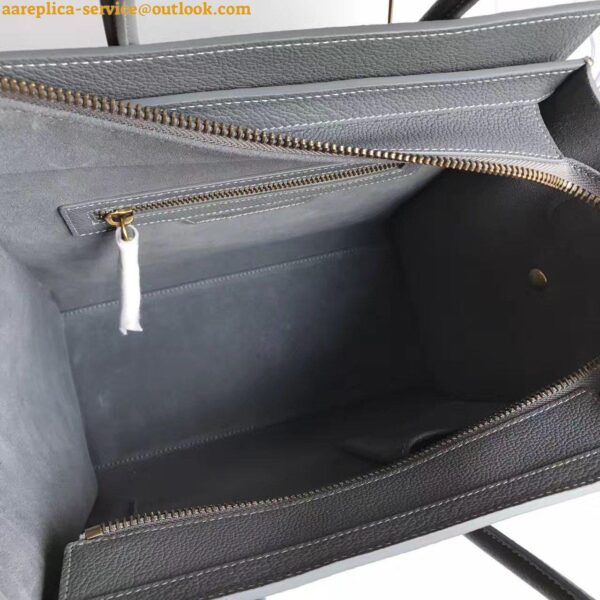 Replica Celine Micro Luggage Tote Bag In Kohl Drummed Calfskin 7