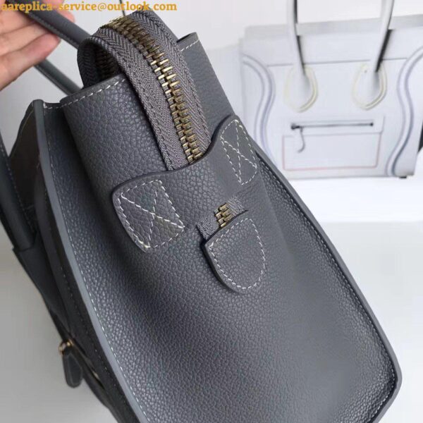 Replica Celine Micro Luggage Tote Bag In Kohl Drummed Calfskin 8