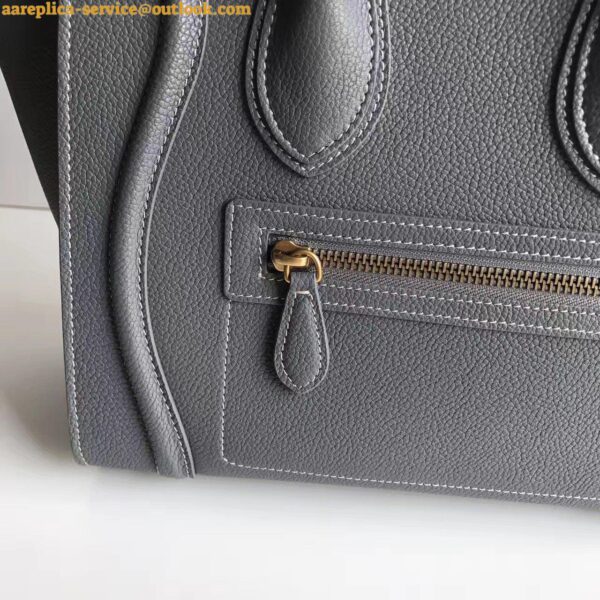 Replica Celine Micro Luggage Tote Bag In Kohl Drummed Calfskin 9