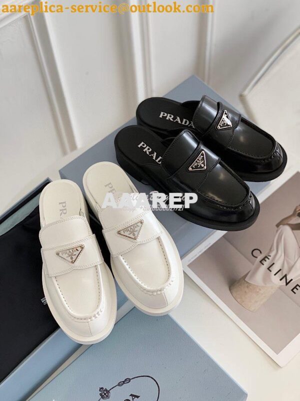 Replica Prada Brushed Leather Mules 1D652M Black