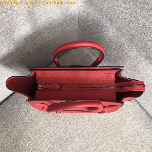 Replica Celine Micro Luggage Tote Bag In Red Drummed Calfskin 5