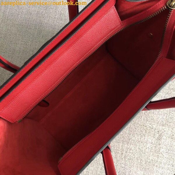 Replica Celine Micro Luggage Tote Bag In Red Drummed Calfskin 9