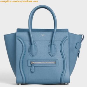 Replica Celine Micro Luggage Tote Bag In Slate Blue Drummed Calfskin