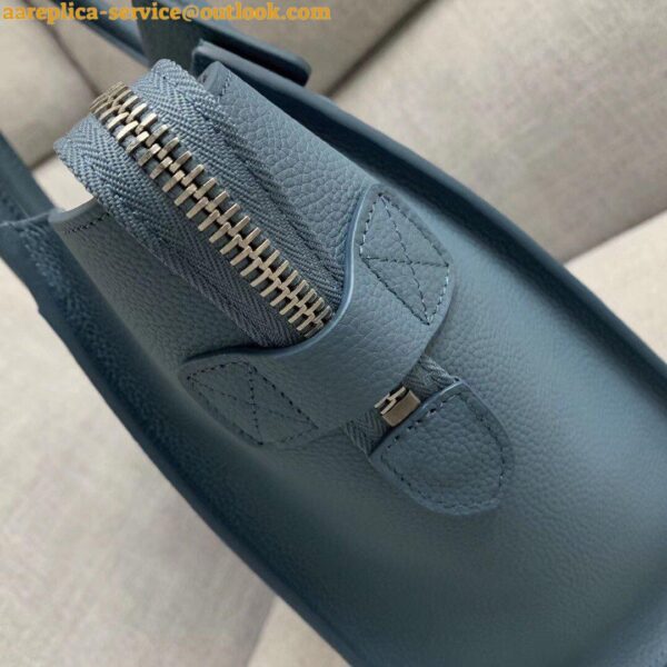 Replica Celine Micro Luggage Tote Bag In Slate Blue Drummed Calfskin 6