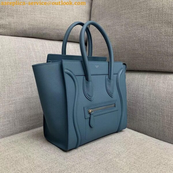 Replica Celine Micro Luggage Tote Bag In Slate Blue Drummed Calfskin 10