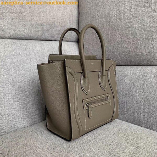 Replica Celine Micro Luggage Tote Bag In Souris Drummed Calfskin 4