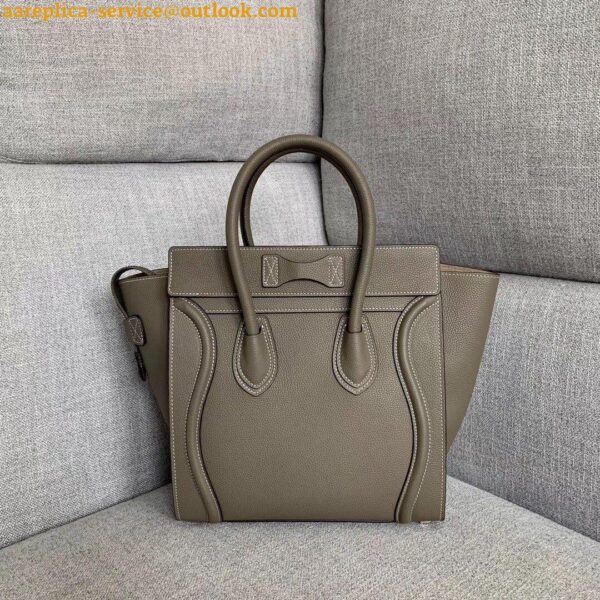 Replica Celine Micro Luggage Tote Bag In Souris Drummed Calfskin 7