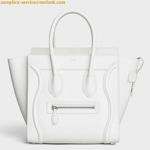 Replica Celine Micro Luggage Tote Bag In White Drummed Calfskin 2