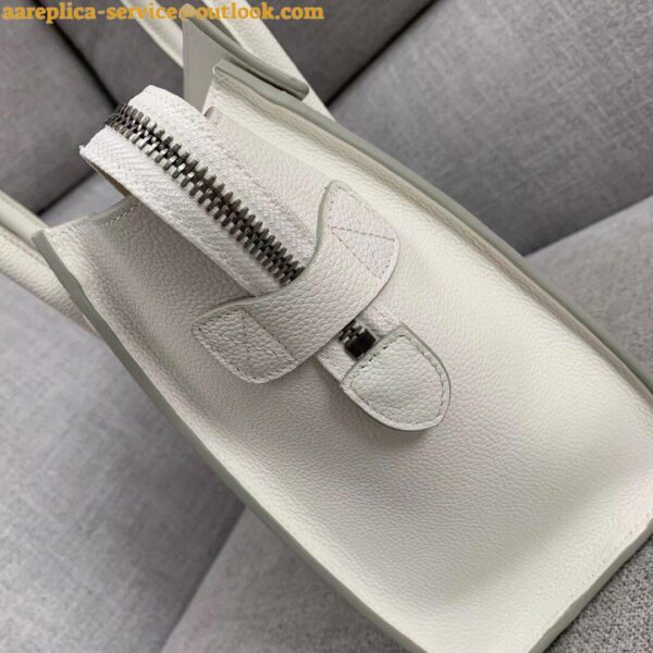 Replica Celine Micro Luggage Tote Bag In White Drummed Calfskin 3