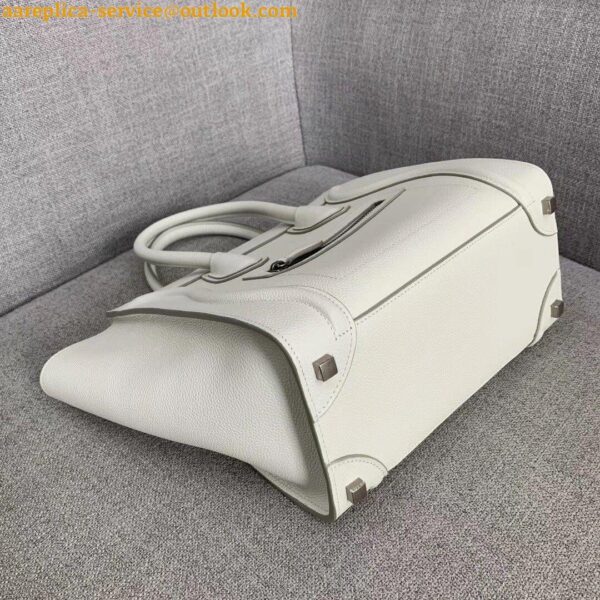 Replica Celine Micro Luggage Tote Bag In White Drummed Calfskin 5