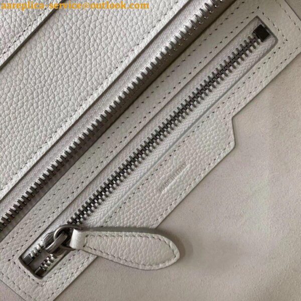 Replica Celine Micro Luggage Tote Bag In White Drummed Calfskin 6