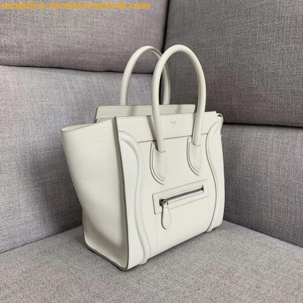 Replica Celine Micro Luggage Tote Bag In White Drummed Calfskin 7