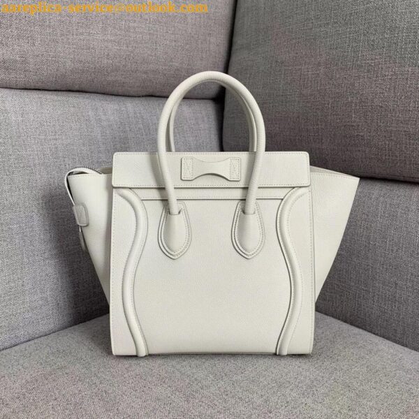 Replica Celine Micro Luggage Tote Bag In White Drummed Calfskin 9