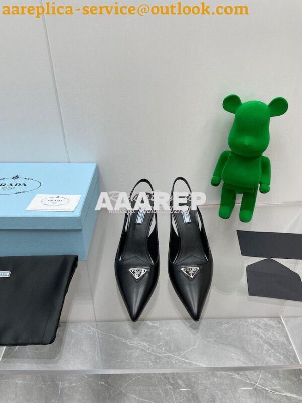 Replica Prada Brushed leather slingback pumps 65mm 1I002N 10