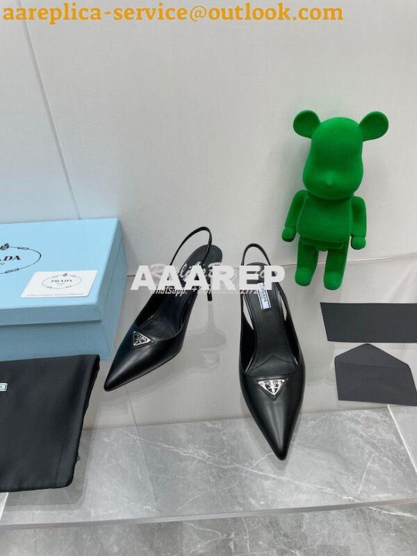 Replica Prada Brushed leather slingback pumps 65mm 1I002N 12