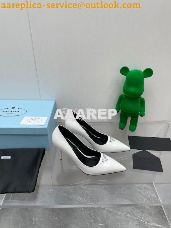 Replica Prada Brushed leather slingback pumps 85mm 1I001N 3