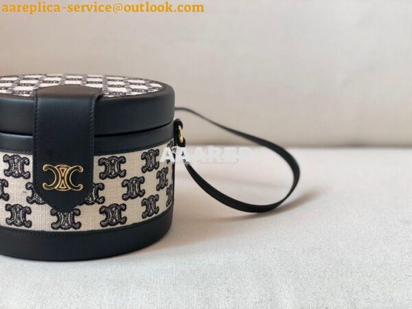 Replica Celine Medium Tambour Bag in Textile With Triomphe Embroidery 9