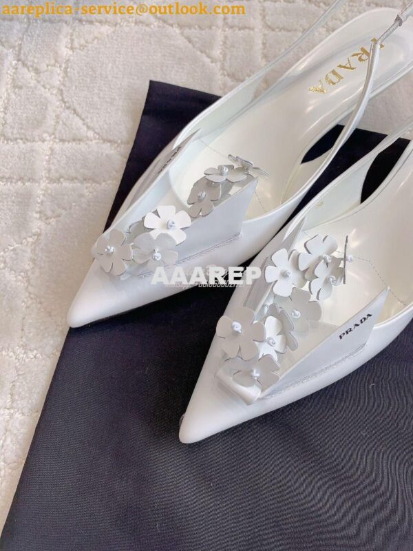 Replica Prada Brushed Leather Slingback Pumps With Floral Appliqués 1I 5