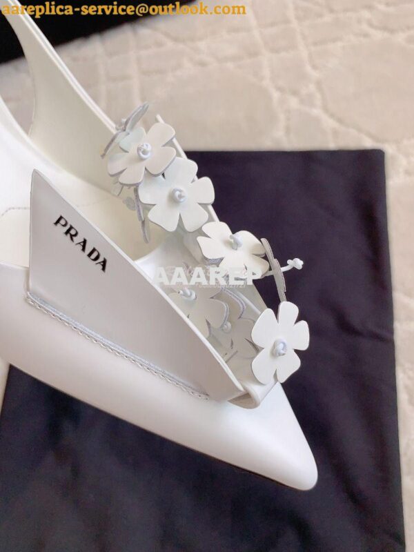 Replica Prada Brushed Leather Slingback Pumps With Floral Appliqués 1I 6