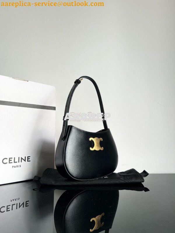 Replica Celine Medium Tilly Bag In Shiny Calfskin 115703B Black 4