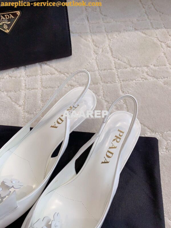 Replica Prada Brushed Leather Slingback Pumps With Floral Appliqués 1I 10