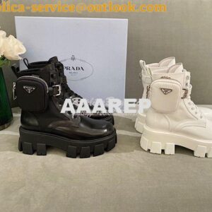 Replica Prada Brushed Rois Leather And Nylon Boots 1T255M Black