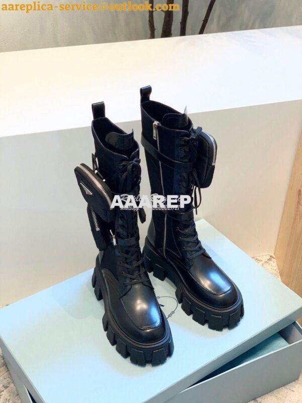 Replica Prada Brushed Rois Leather and Nylon Boots 1W257M 5