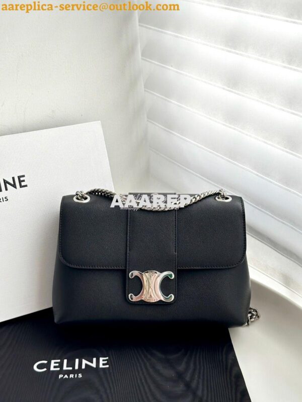 Replica Celine Medium Victoire Bag In Supple Calfskin 115853 Black Sil 3