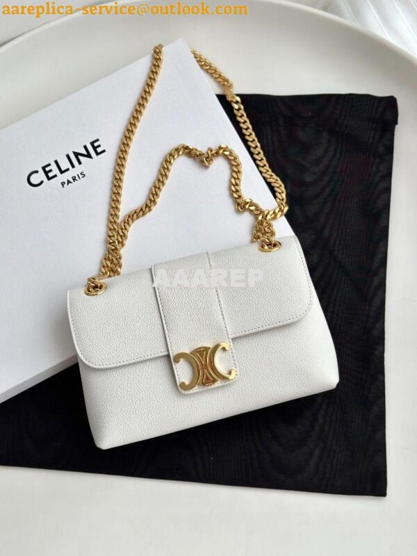 Replica Celine Medium Victoire Bag In Supple Calfskin 115853 White 4