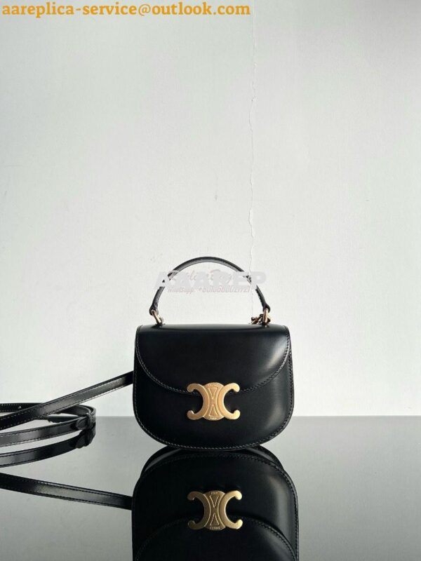 Replica Celine Mini Besace Clea In Shiny Calfskin 10L063 Black 5